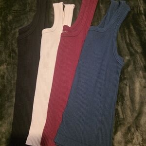 Grace & Lace Ribbed Tank Top Collection - Black, White, Burgundy, Blue